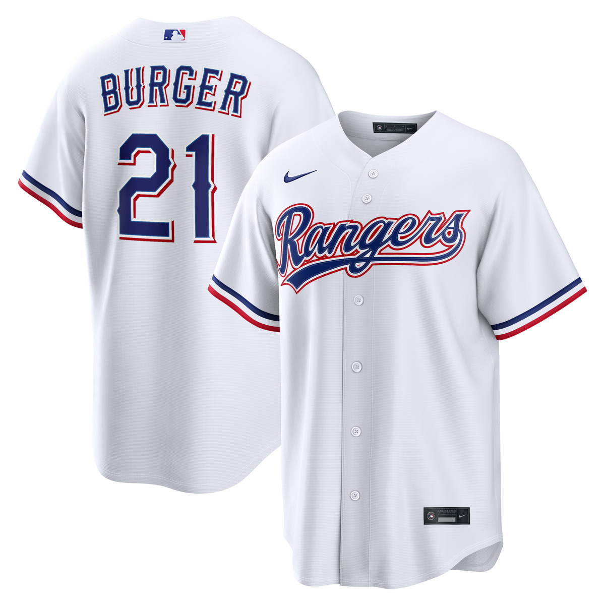 Texas Rangers Jake Burger White Home Replica Jersey