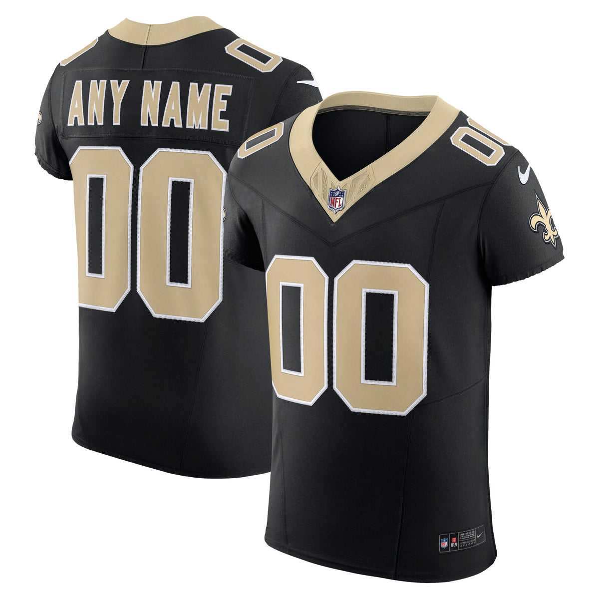 New Orleans Saints Black Vapor F.U.S.E. Elite Custom Jersey