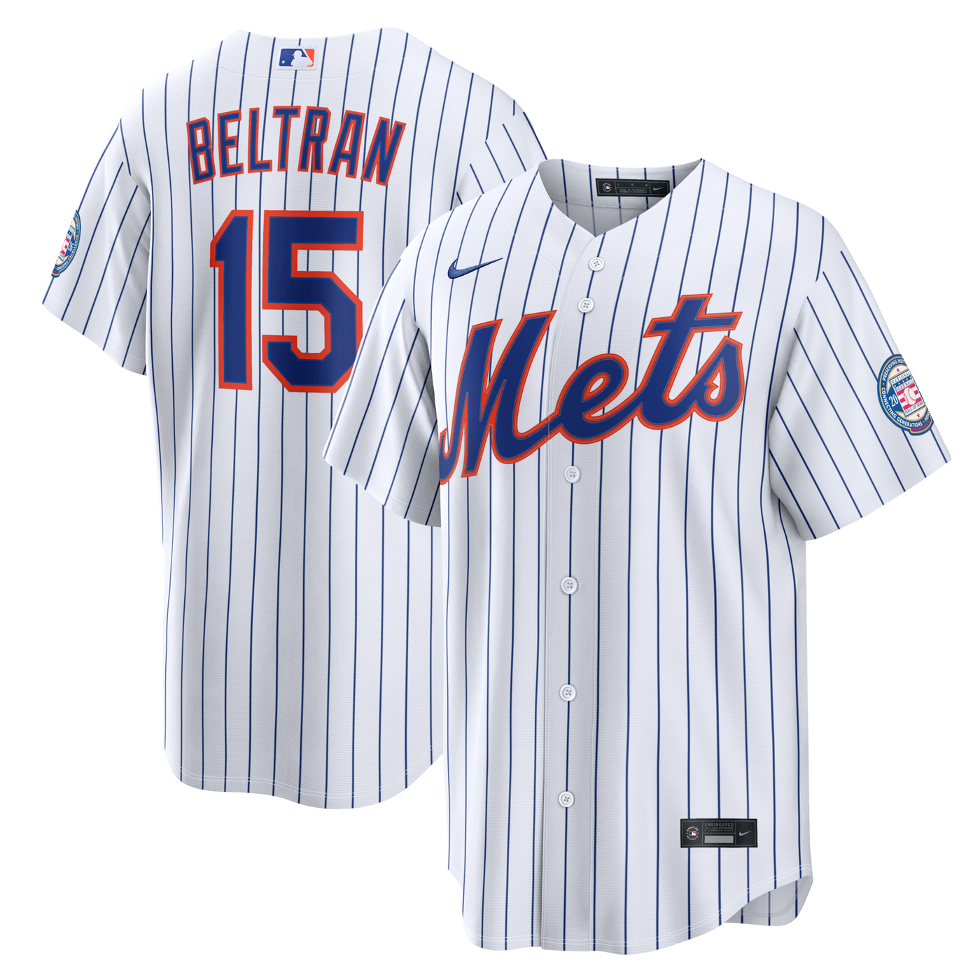 New York Mets Carlos Beltran Nike White Home Replica 2026 Hall of Fame Patch Jersey