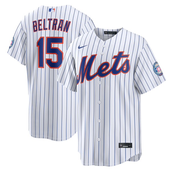 New York Mets Carlos Beltran Nike White Home Replica 2026 Hall of Fame Patch Jersey