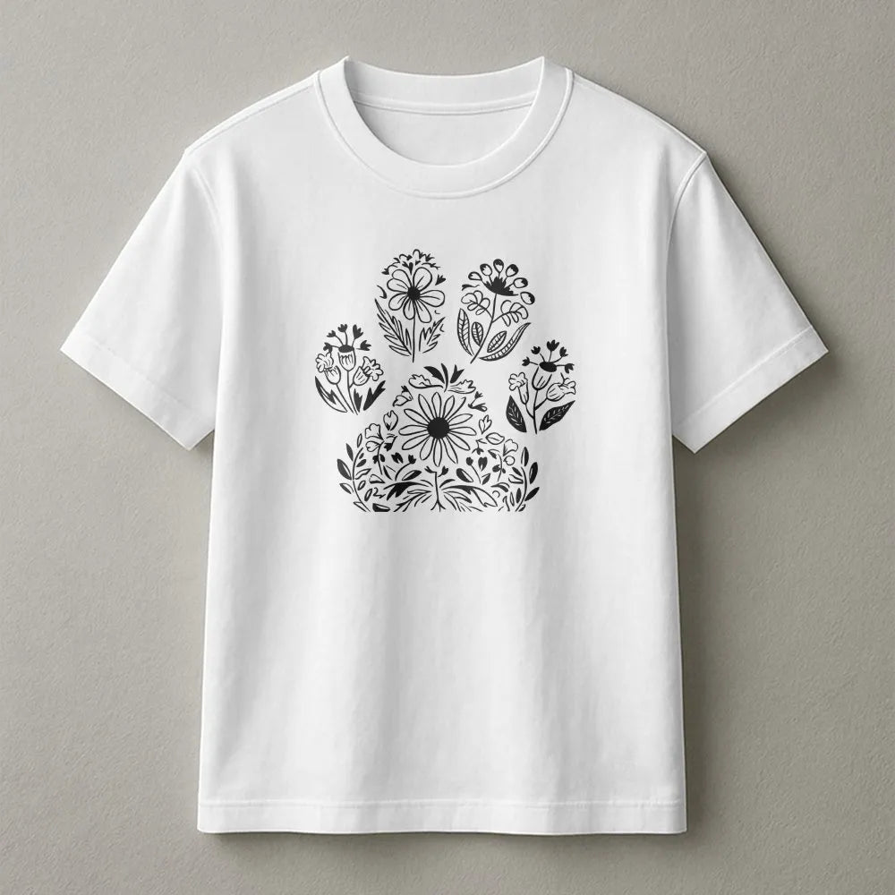 Floral Paw Print Sweatshirt | Botanical Dog Paw Graphic | Soft Cozy Crewneck | Gift for Dog Lover Pet Mom