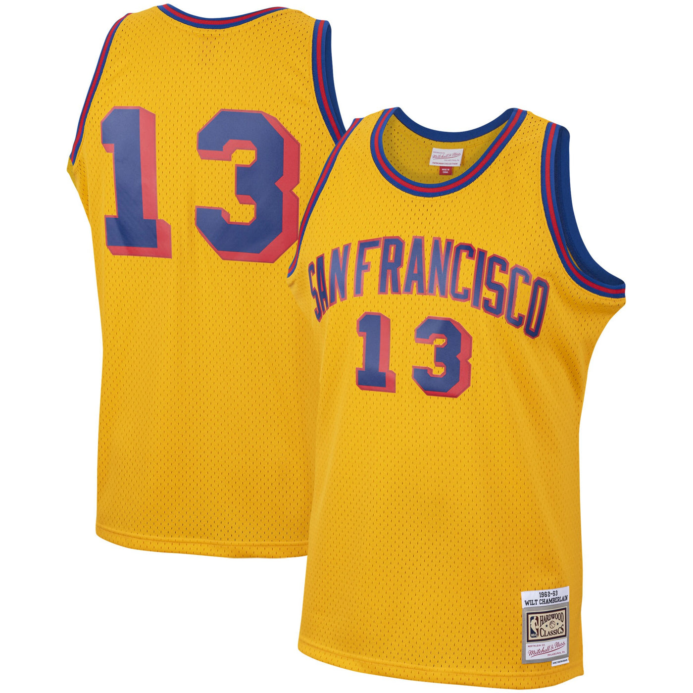 Mitchell & Ness Wilt Chamberlain Gold San Francisco Warriors 1962-63 Hardwood Classics Swingman Jersey