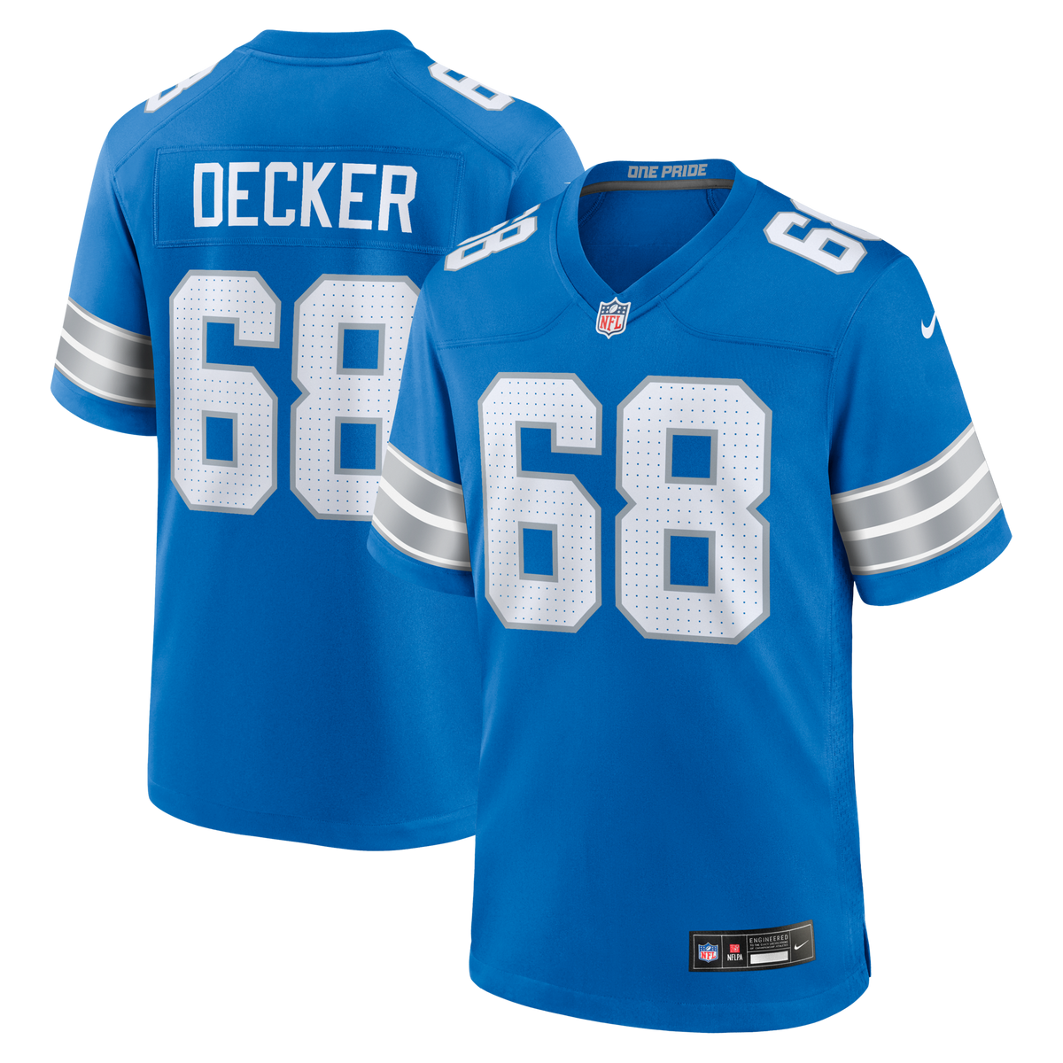 Detroit Lions Taylor Decker Blue Team Game Jersey