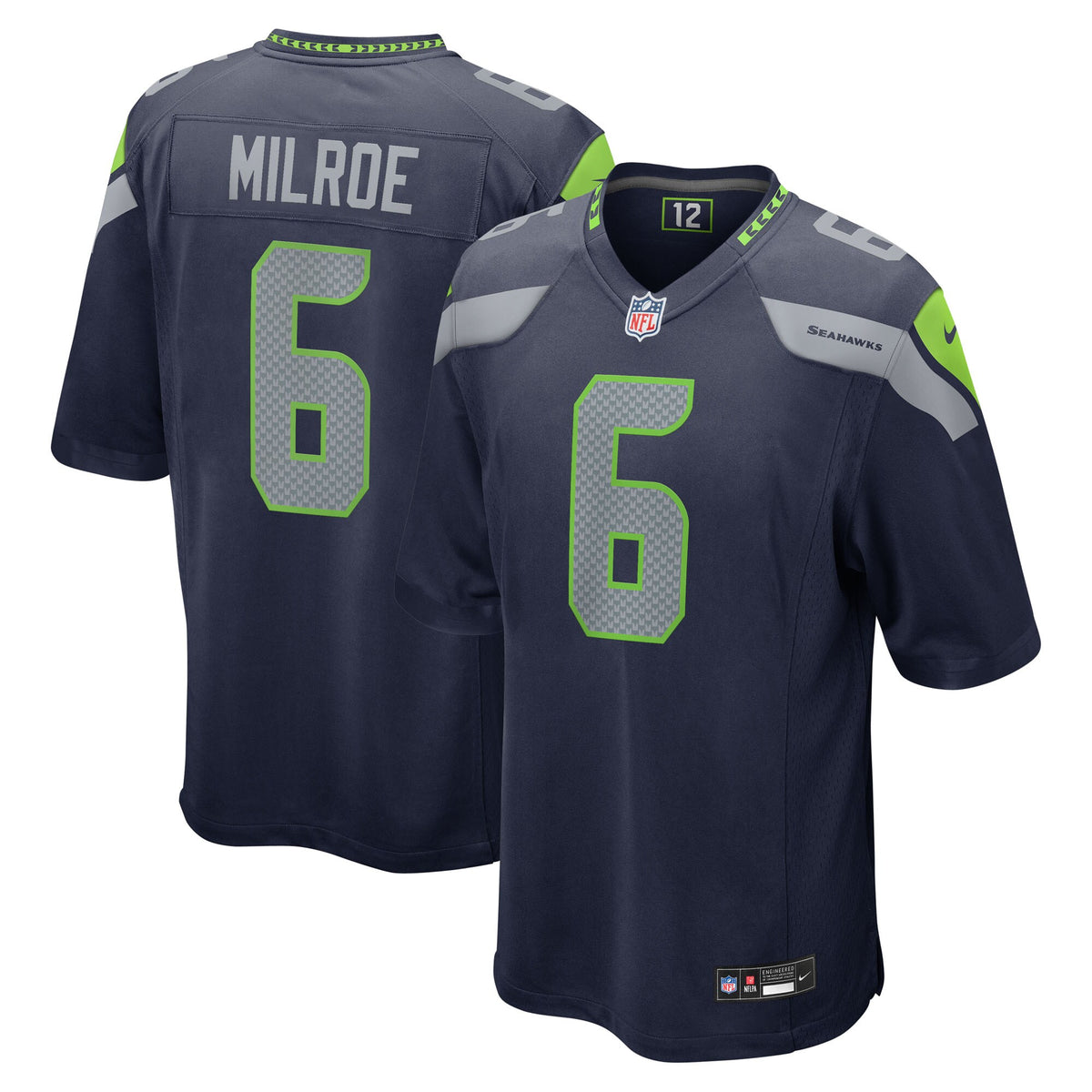 Seattle Seahawks Jalen Milroe College Navy 2025 NFL Draft Game Jersey