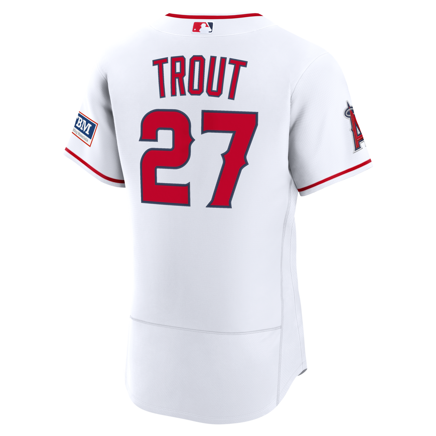 Los Angeles Angels Mike Trout Nike White Home Authentic Sponsor Patch Jersey