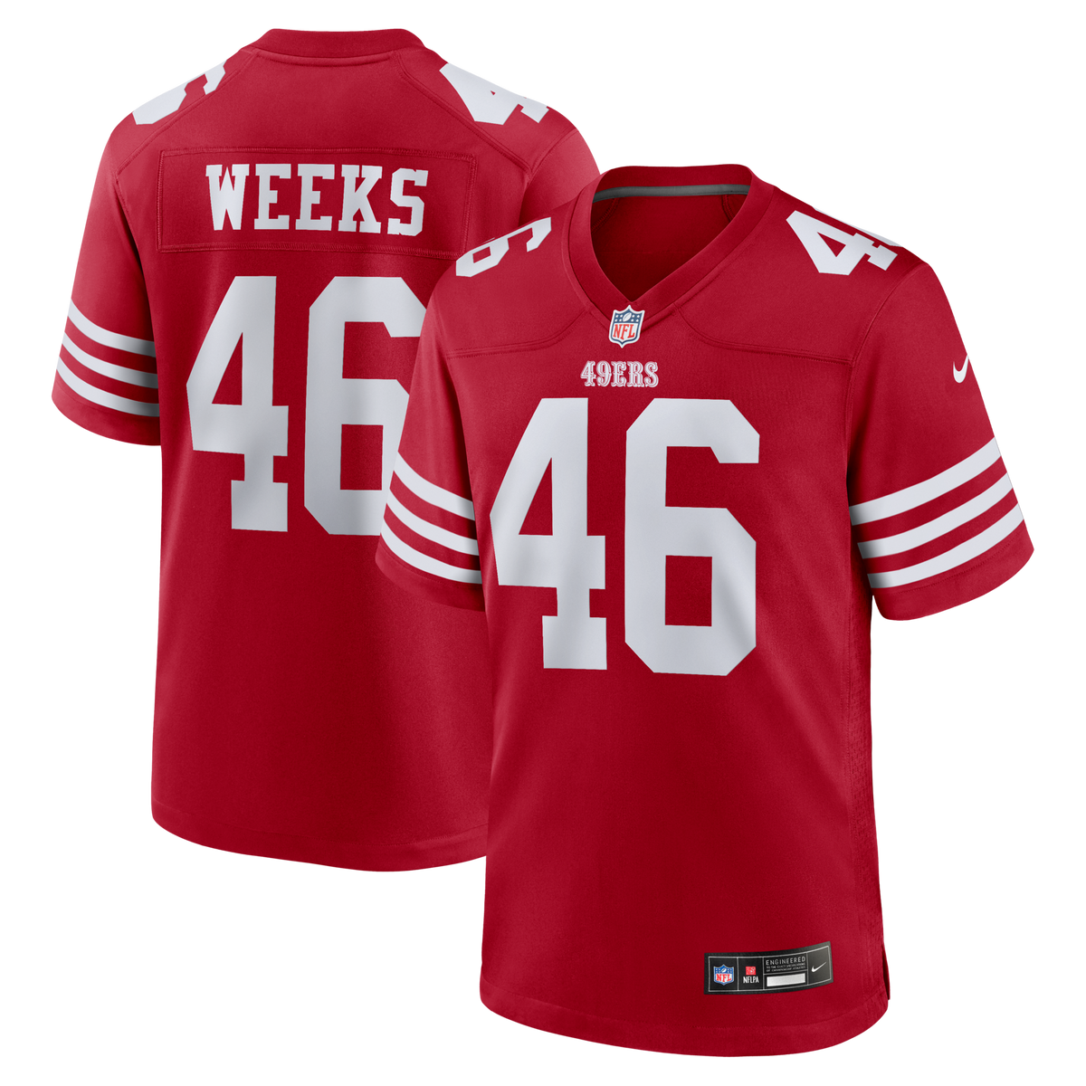 San Francisco 49ers Jon Weeks Scarlet Team Game Jersey