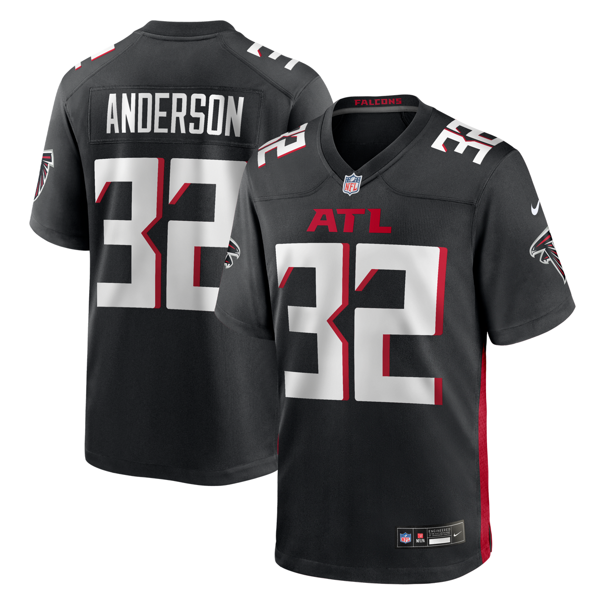 Atlanta Falcons Jamal Anderson Black Game Retired Player Jersey