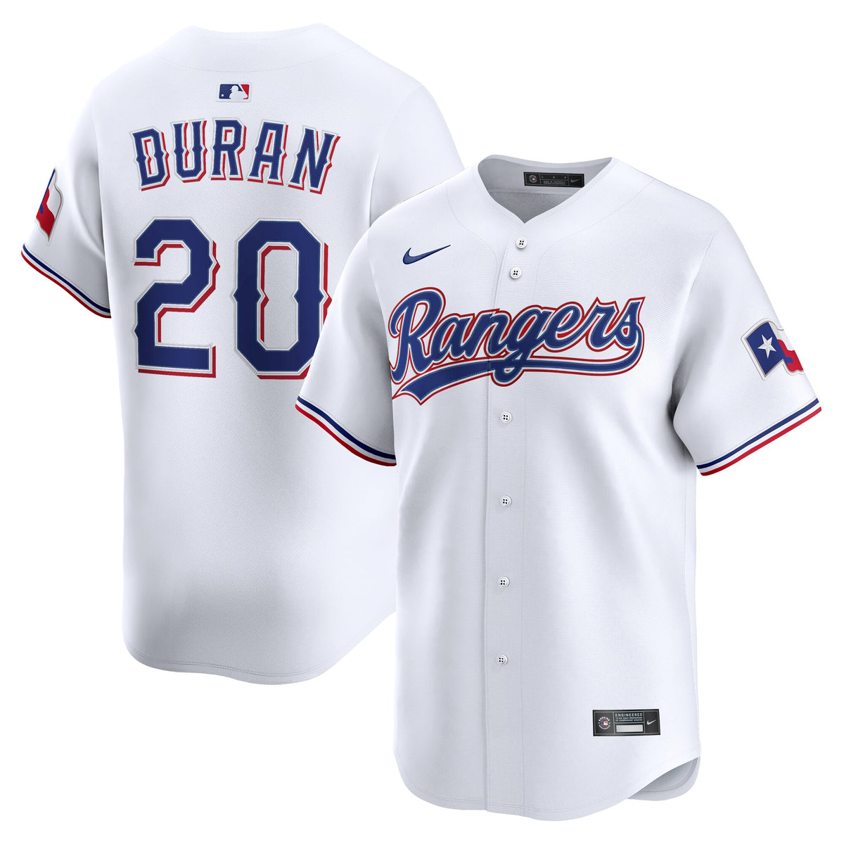 Texas Rangers Ezequiel Duran White Home Limited Player Jersey