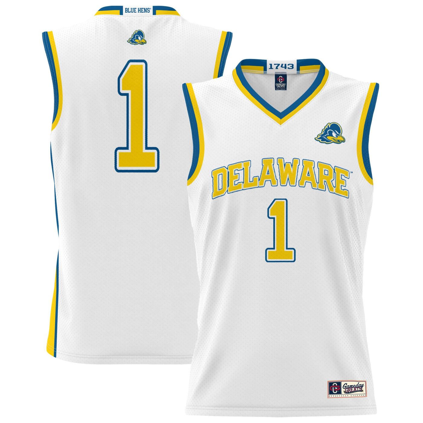 GameDay Greats White Delaware Fightin' Blue Hens Lightweight Basketball Jersey