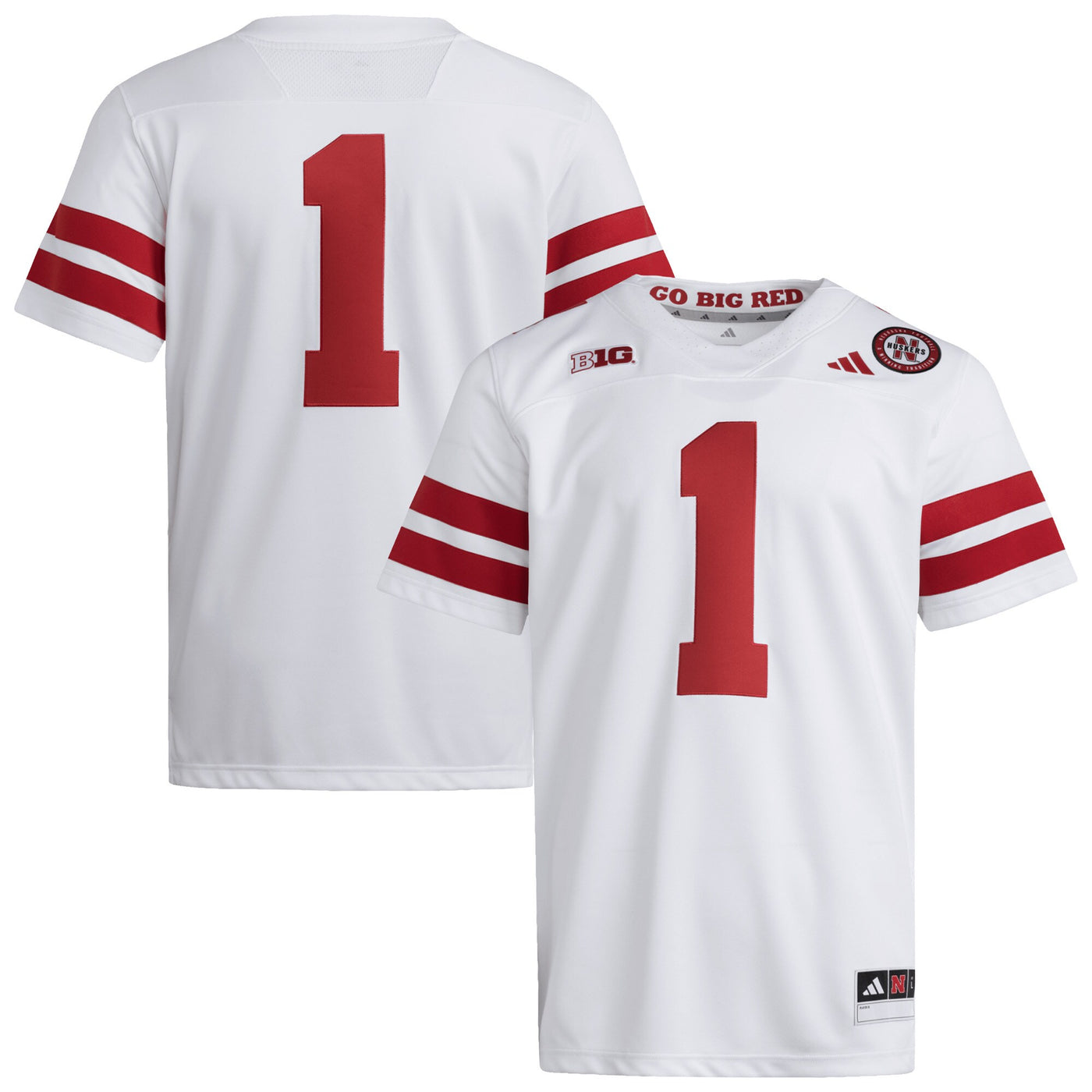 adidas #1 White Nebraska Huskers Premier Jersey