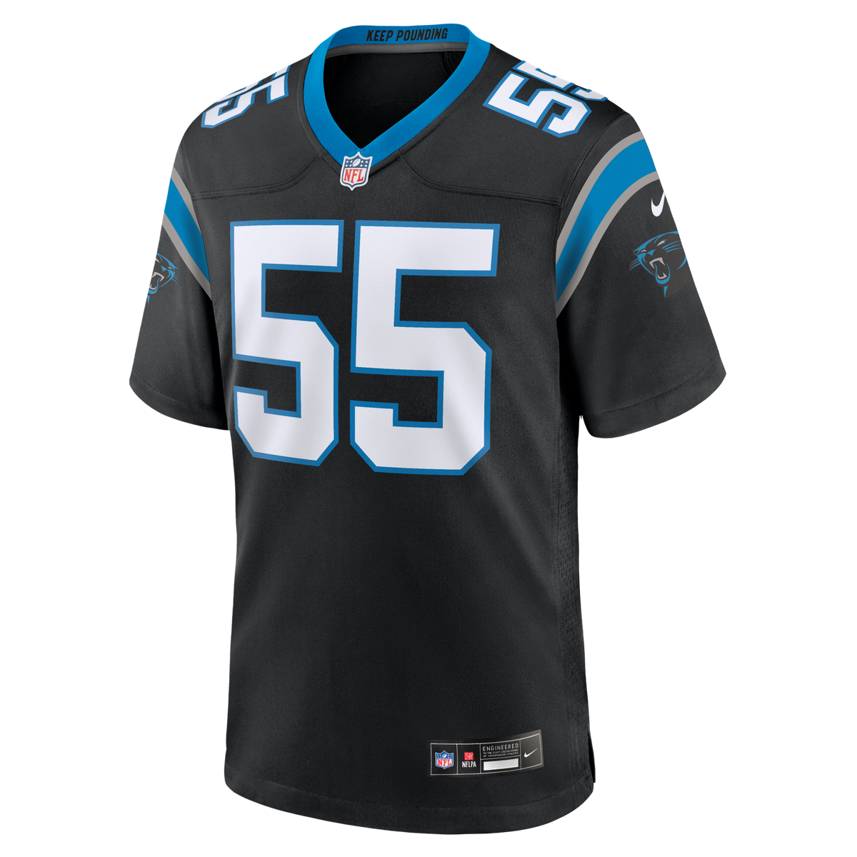 Carolina Panthers Maema Njongmeta Black Team Game Jersey