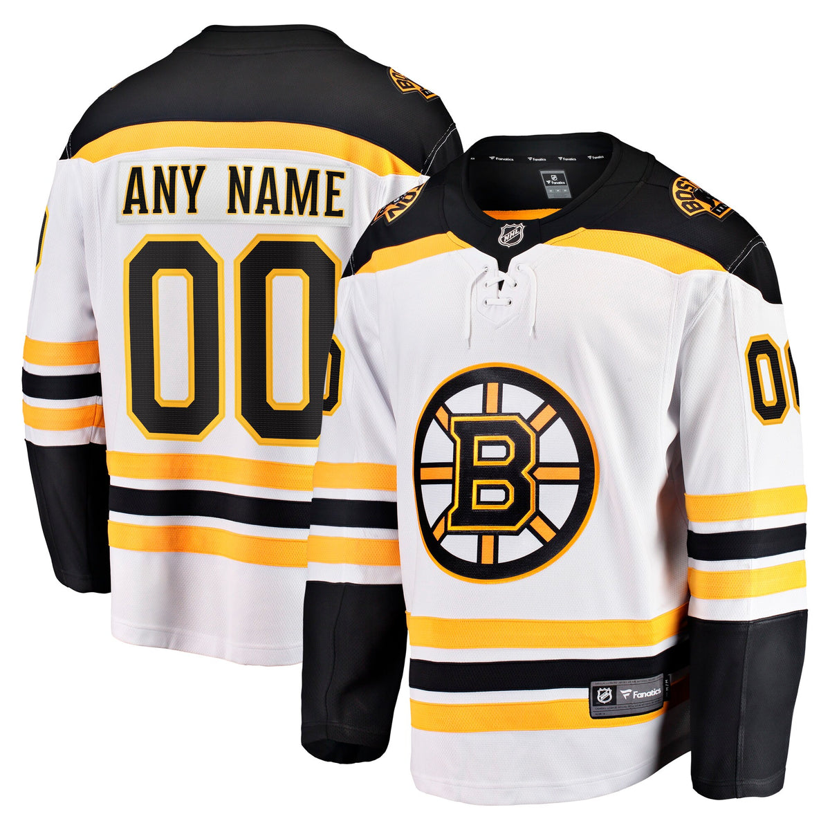 Boston Bruins Fanatics White Away Breakaway Custom Jersey