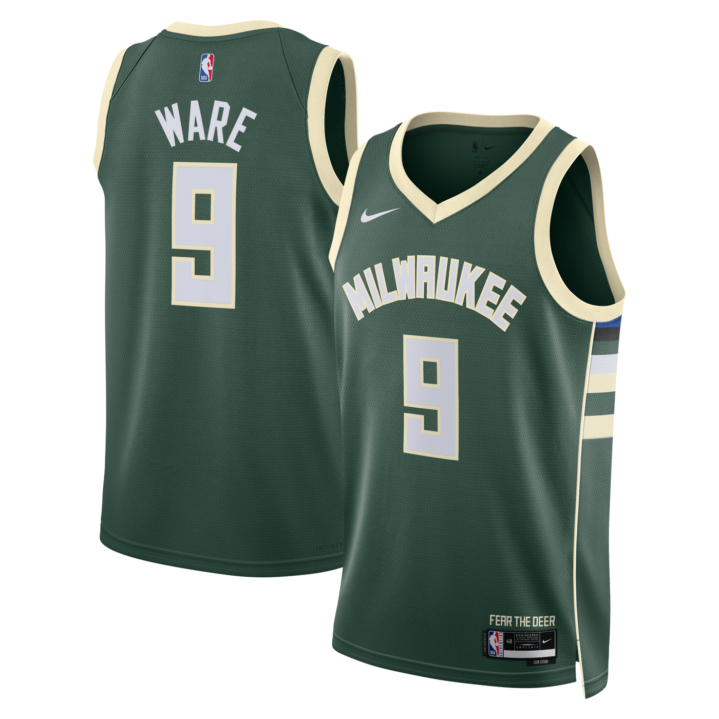 Milwaukee Bucks Nike Icon Edition Swingman Jersey - White - Kel'el Ware