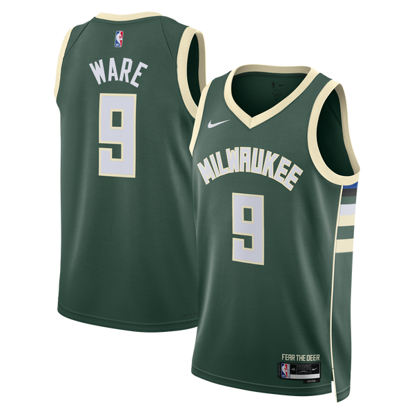 Milwaukee Bucks Nike Icon Edition Swingman Jersey - White - Kel'el Ware