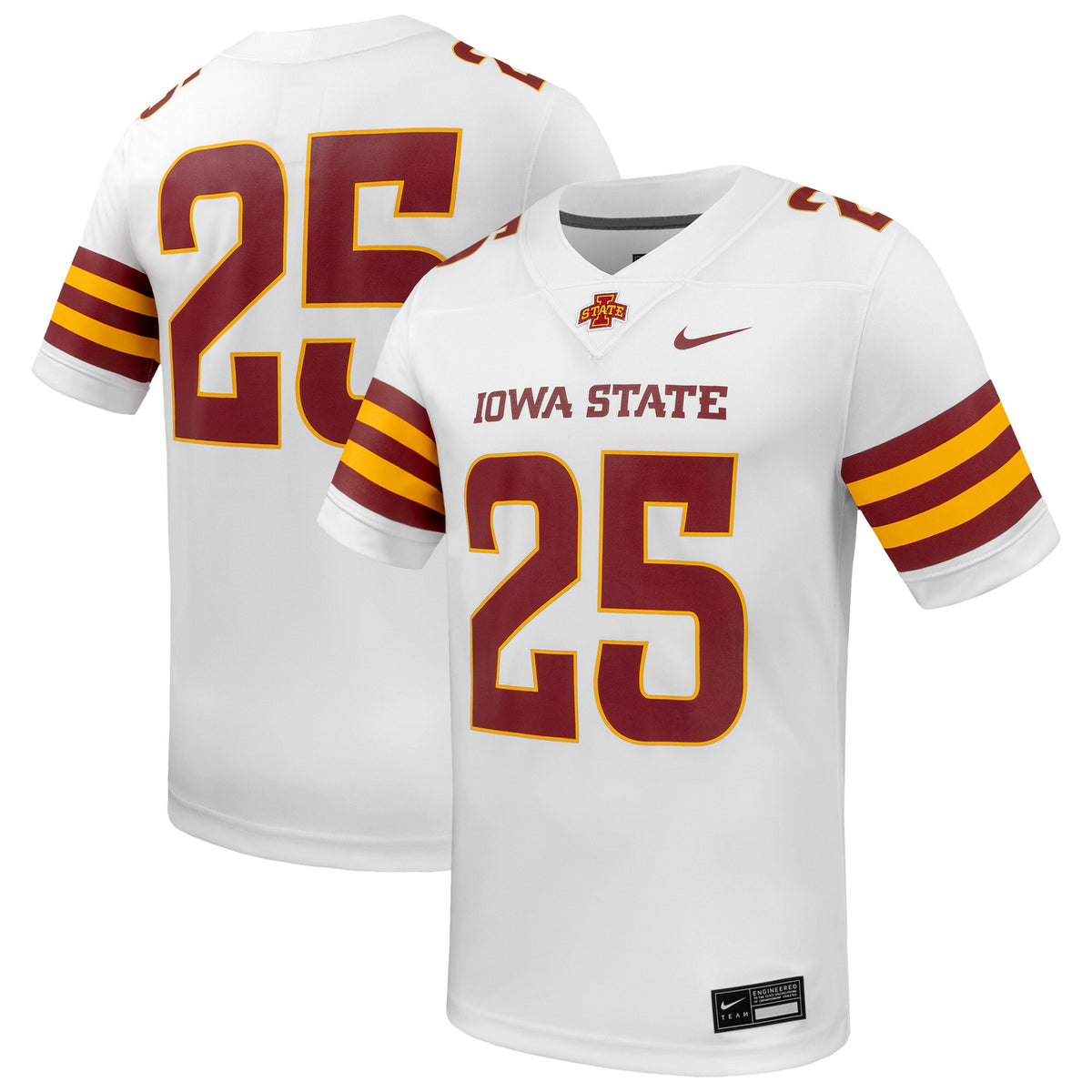 #25 Iowa State Cyclones Game Football Jersey - White