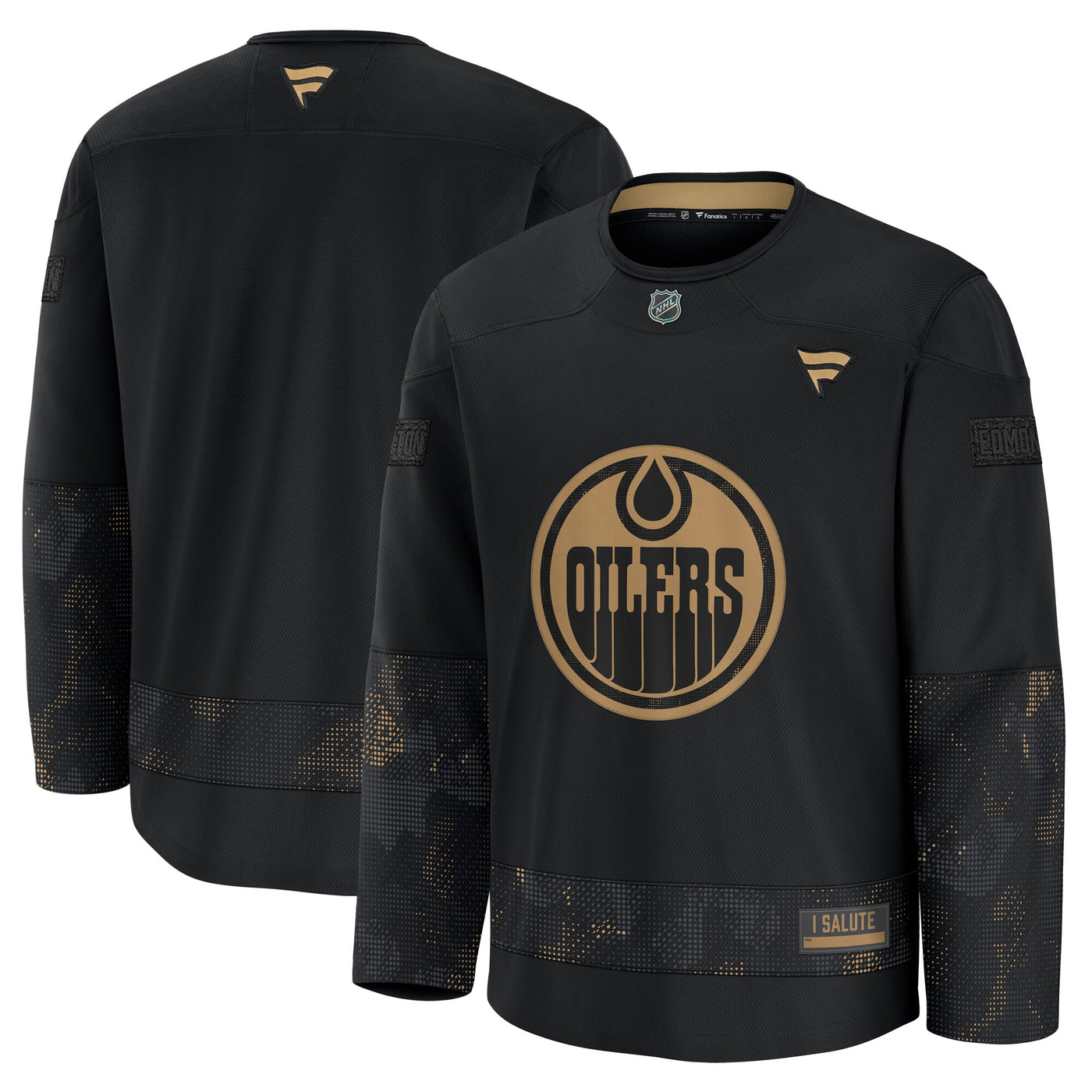Edmonton Oilers Fanatics Black 2024 Military Appreciation Practice Jersey