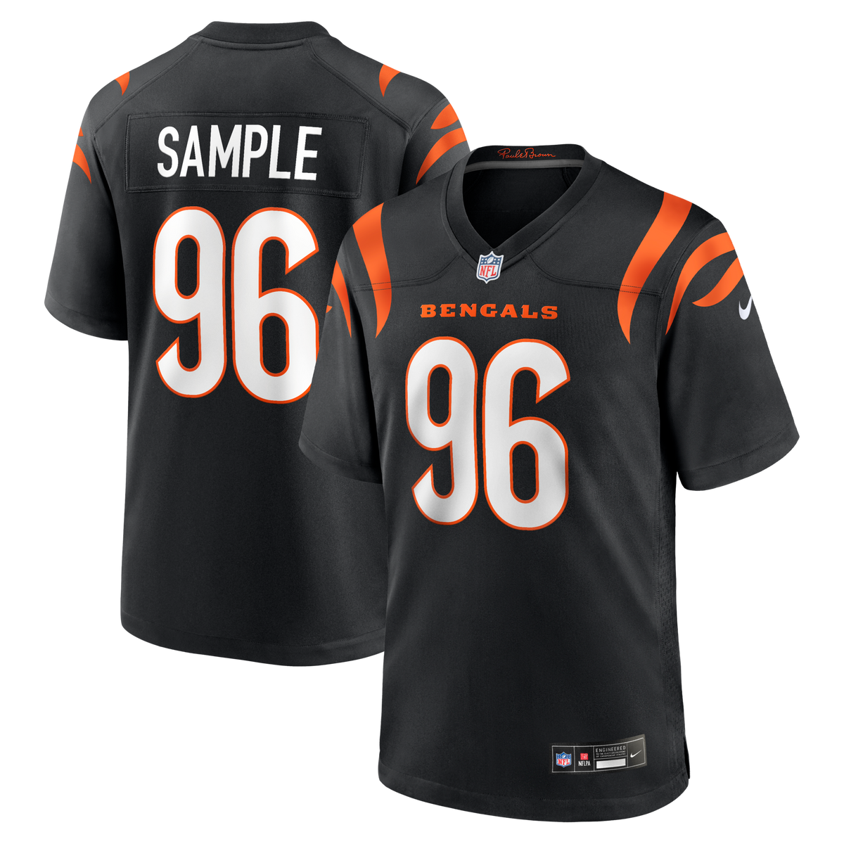 Cincinnati Bengals Cam Sample Black Game Jersey