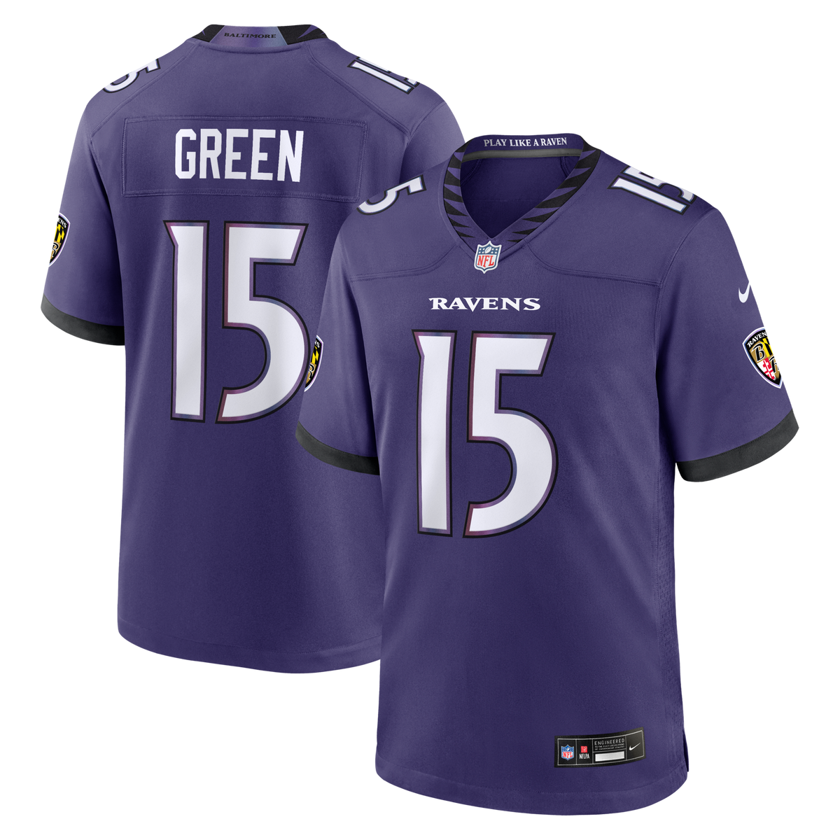 Baltimore Ravens Mike Green Purple Team Game Jersey