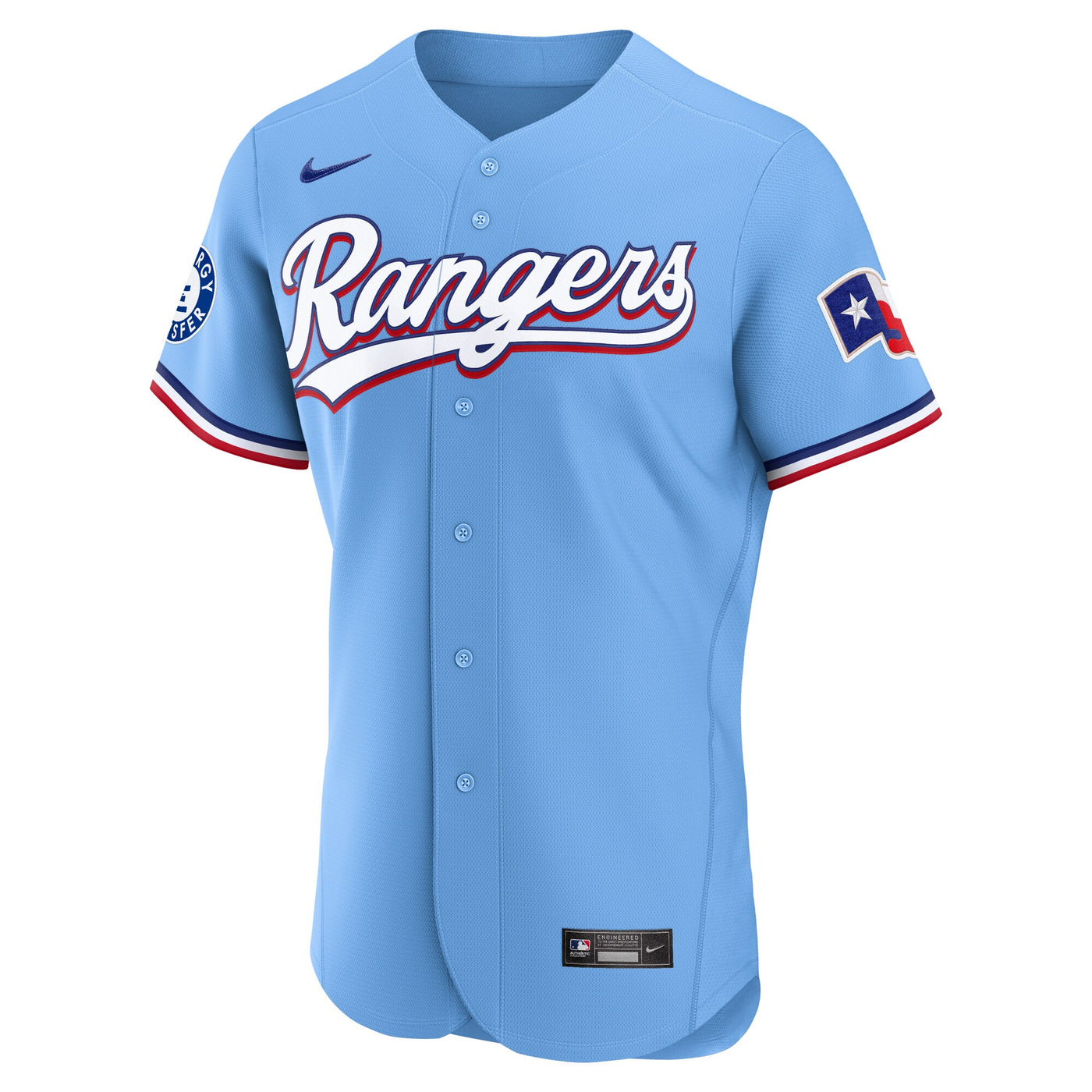 Texas Rangers Nike Light Blue Alternate Sponsor Patch Authentic Jersey