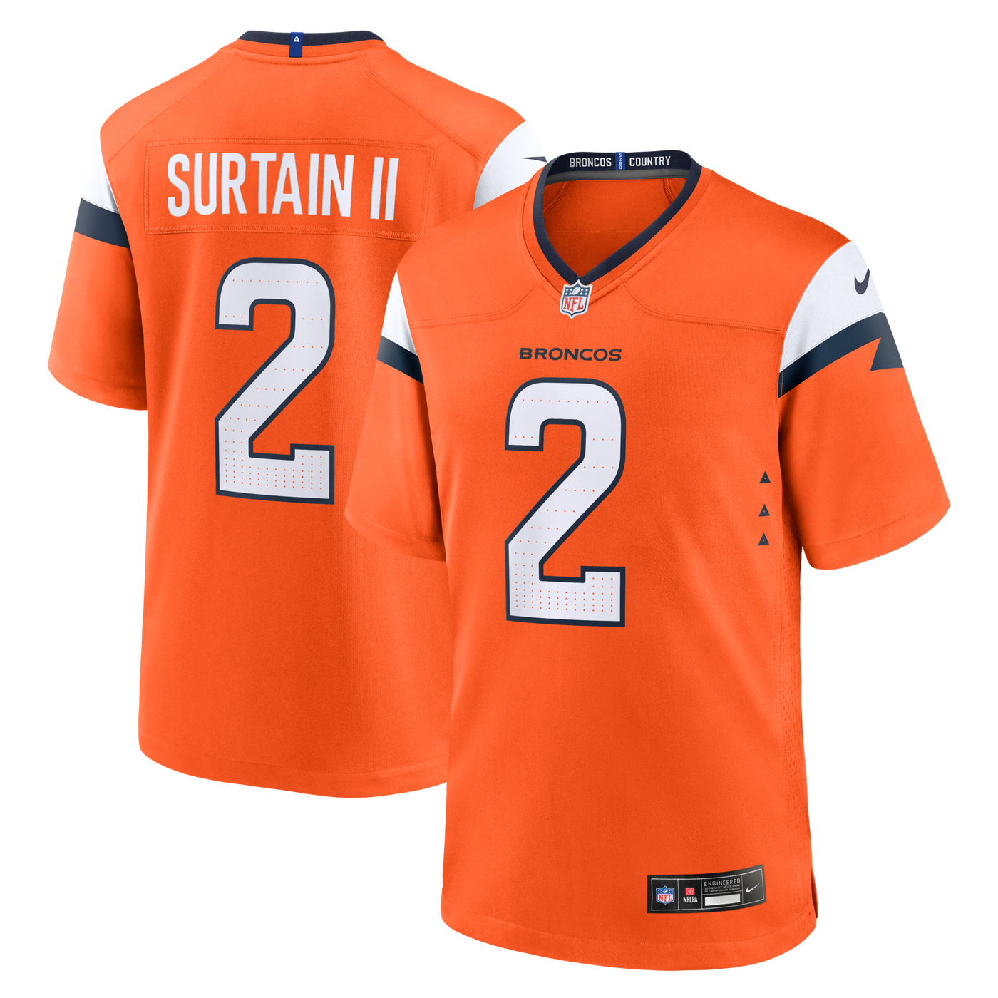 Denver Broncos Patrick Surtain II Nike Orange Team Game Jersey