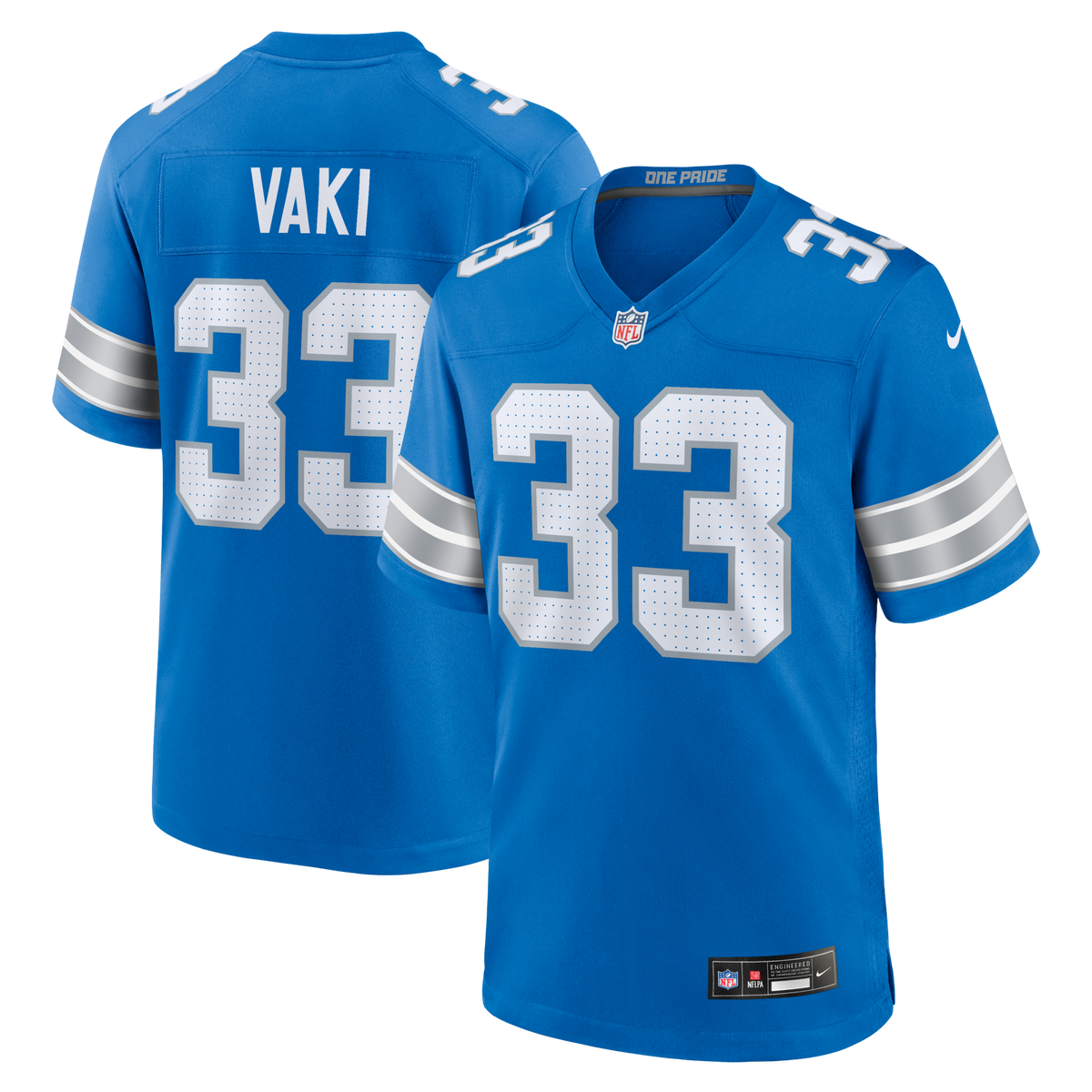 Detroit Lions Sione Vaki Blue Team Game Jersey