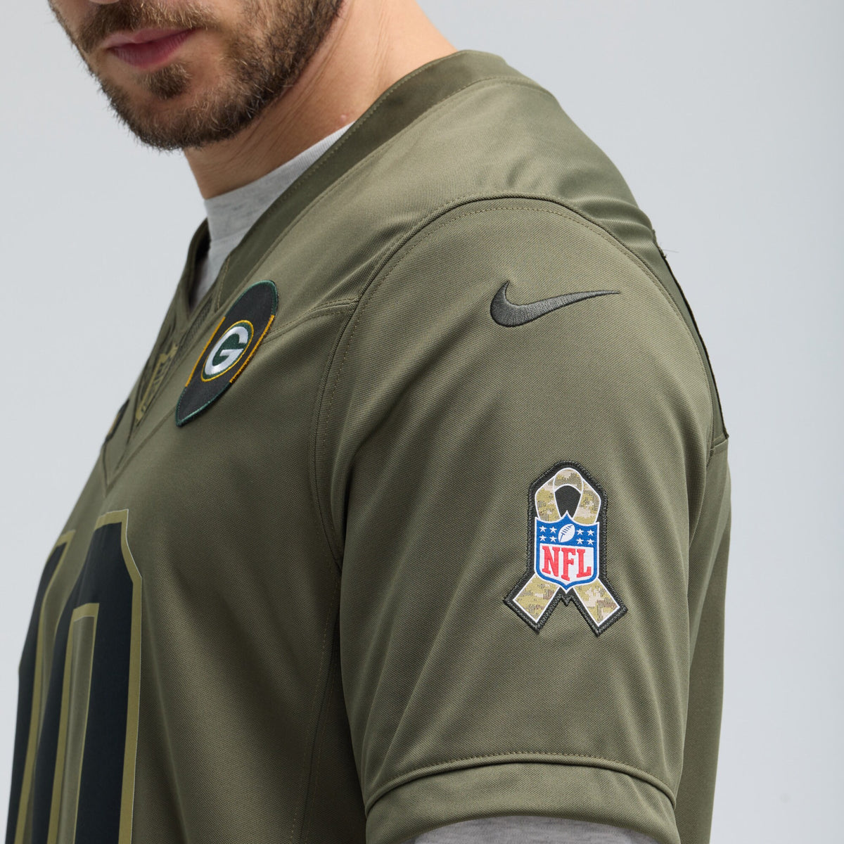 Green Bay Packers Jordan Love Olive 2025 Salute to Service Limited Jersey