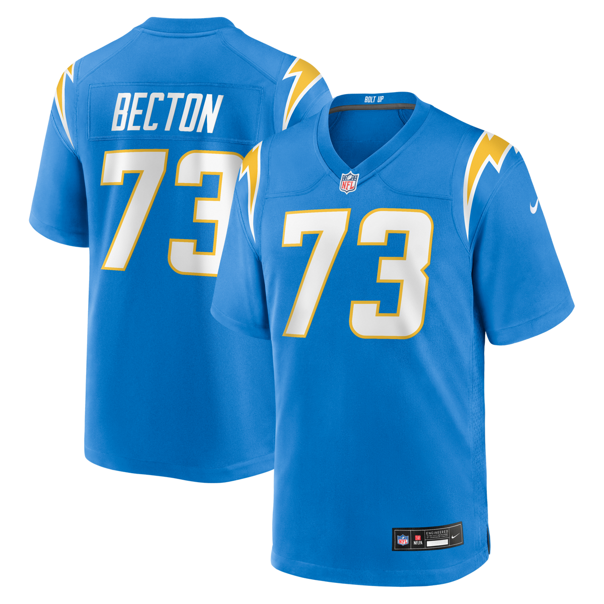 Los Angeles Chargers Mekhi Becton Powder Blue Team Game Jersey