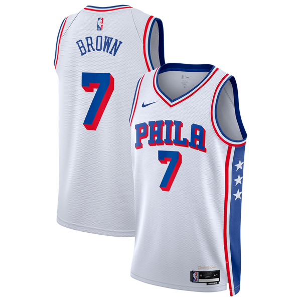 Philadelphia 76ers Nike Association Edition Swingman Jersey - White - Jaylen Brown