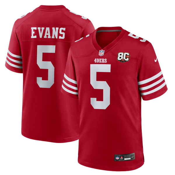 San Francisco 49ers Mike Evans Nike Scarlet 80th Anniversary Game Jersey