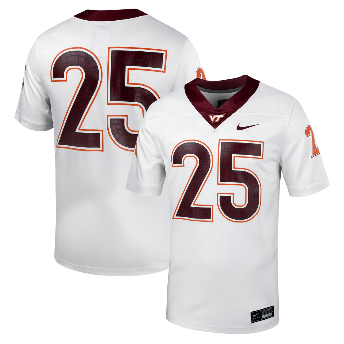 #25 Virginia Tech Hokies Untouchable Football Jersey – White