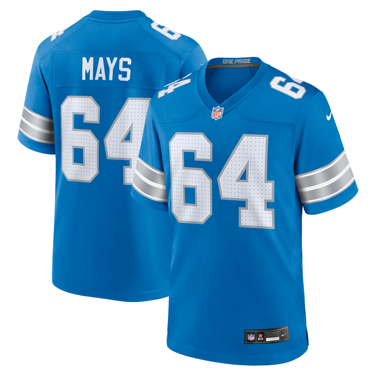 Detroit Lions Cade Mays Blue Team Game Jersey