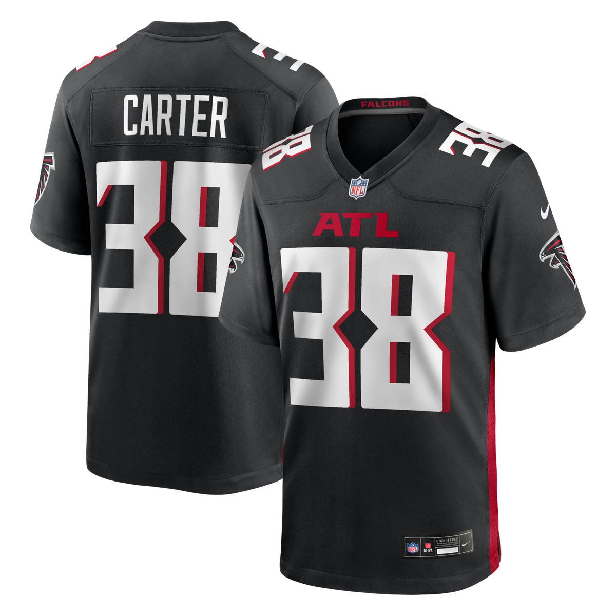 Atlanta Falcons Nathan Carter Black Team Game Jersey