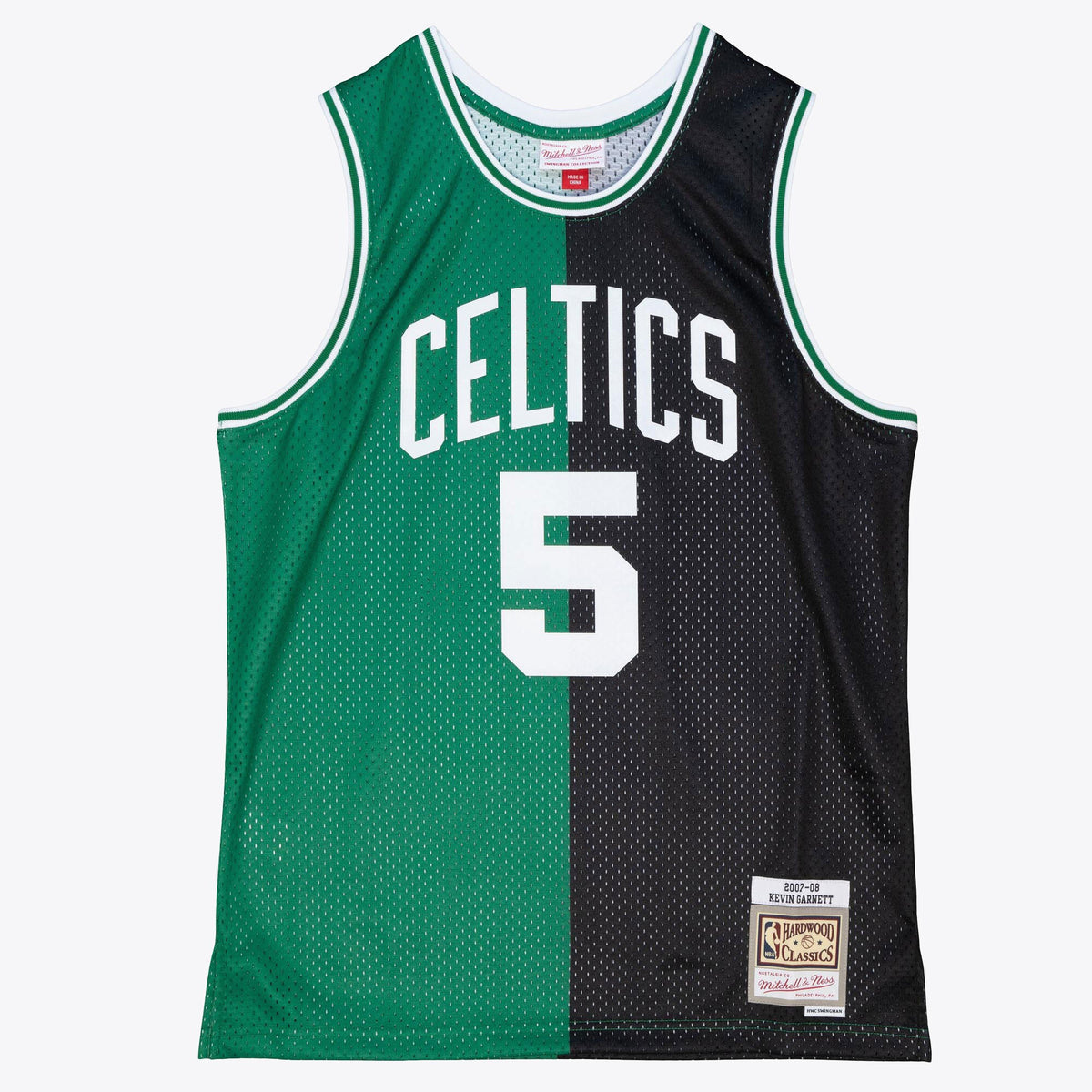 Boston Celtics Mitchell & Ness Kevin Garnett 2007 Split Swingman Jersey - Black/Green