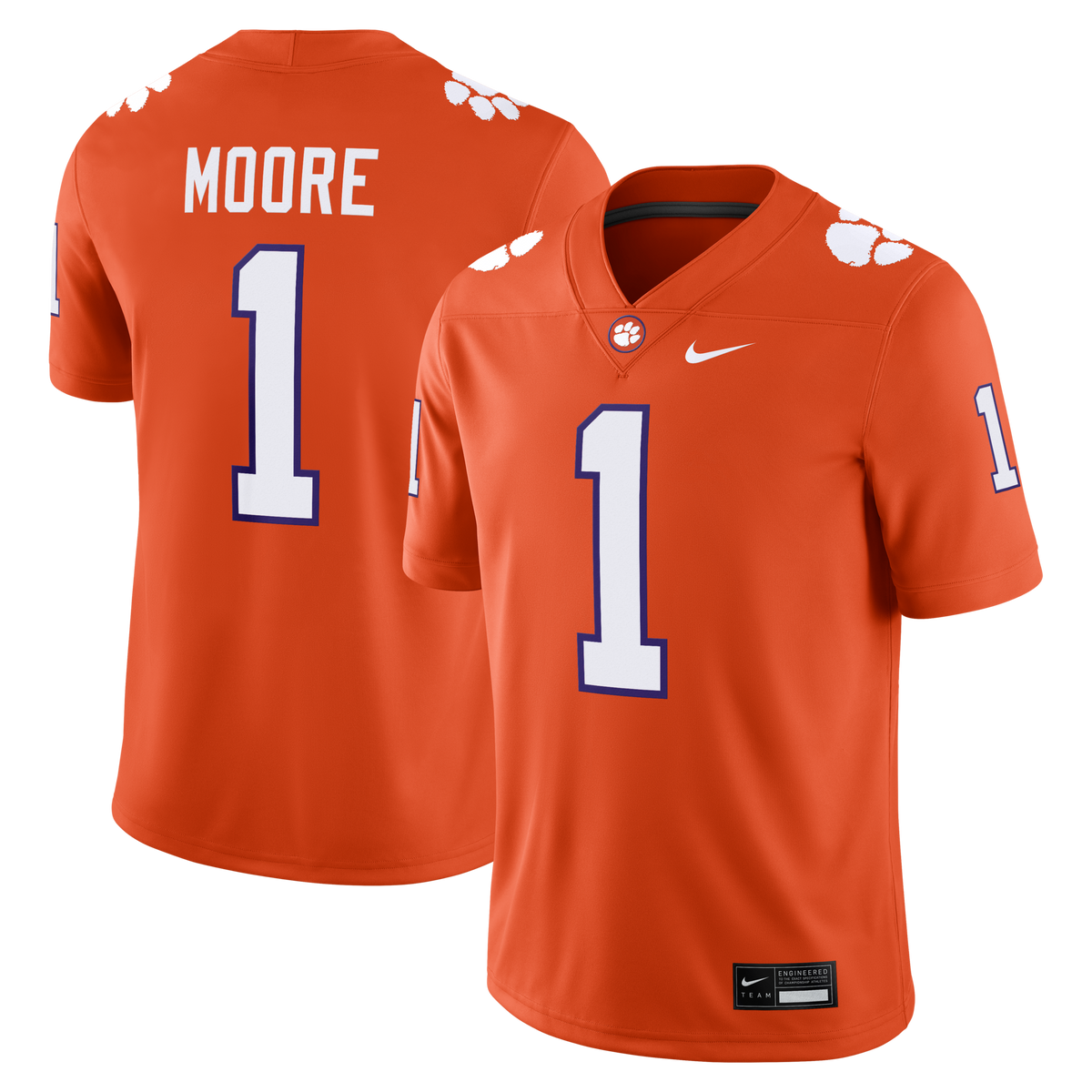 T.J. Moore Clemson Tigers Game Football Jersey - Orange