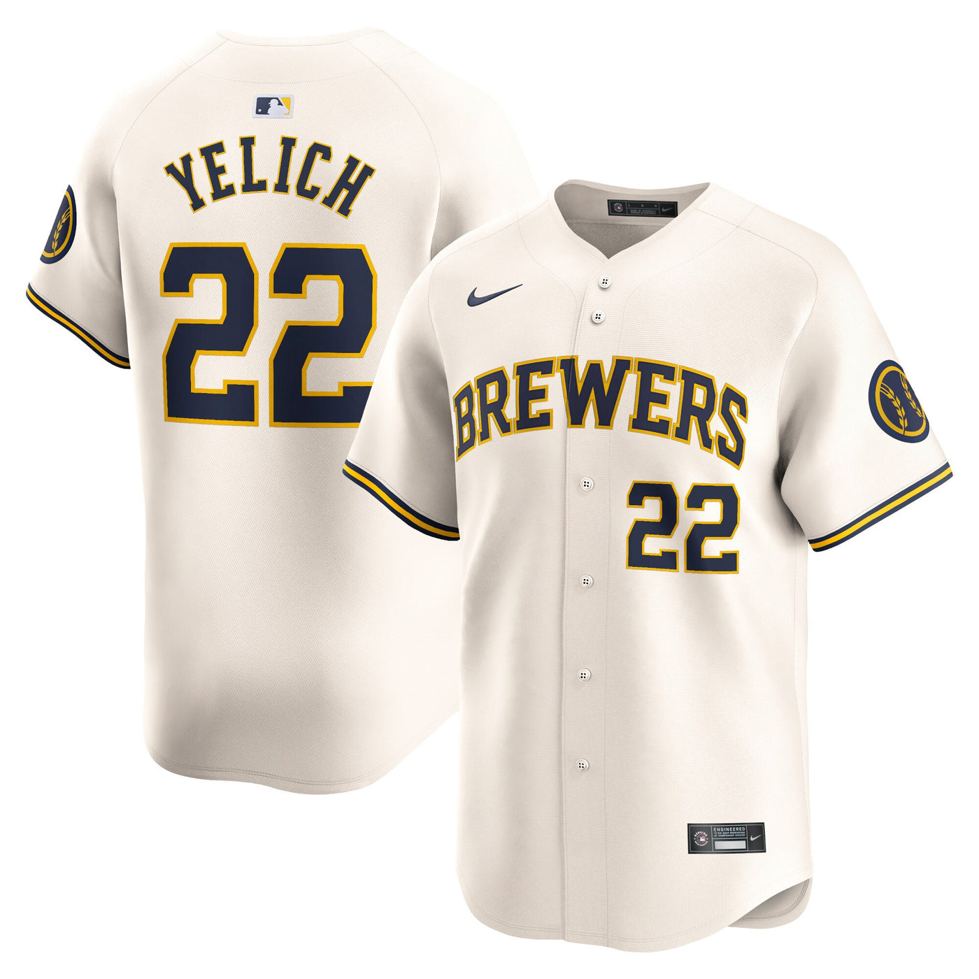 Milwaukee Brewers Christian Yelich Nike Cream Home Limited Player Jersey