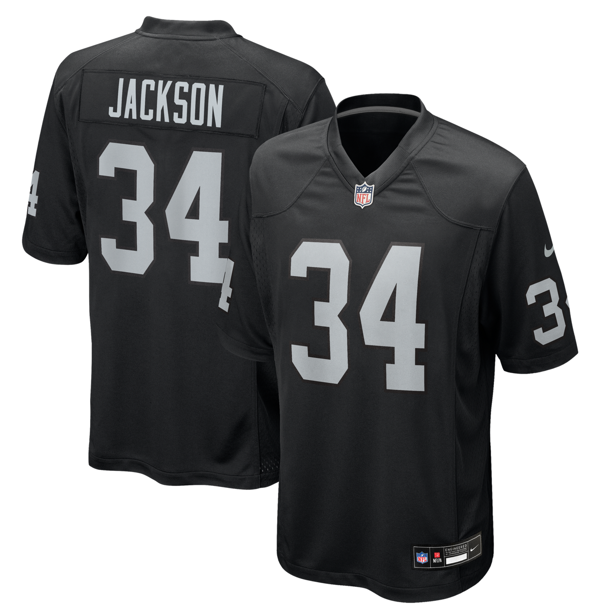 Las Vegas Raiders Bo Jackson Black Game Retired Player Jersey