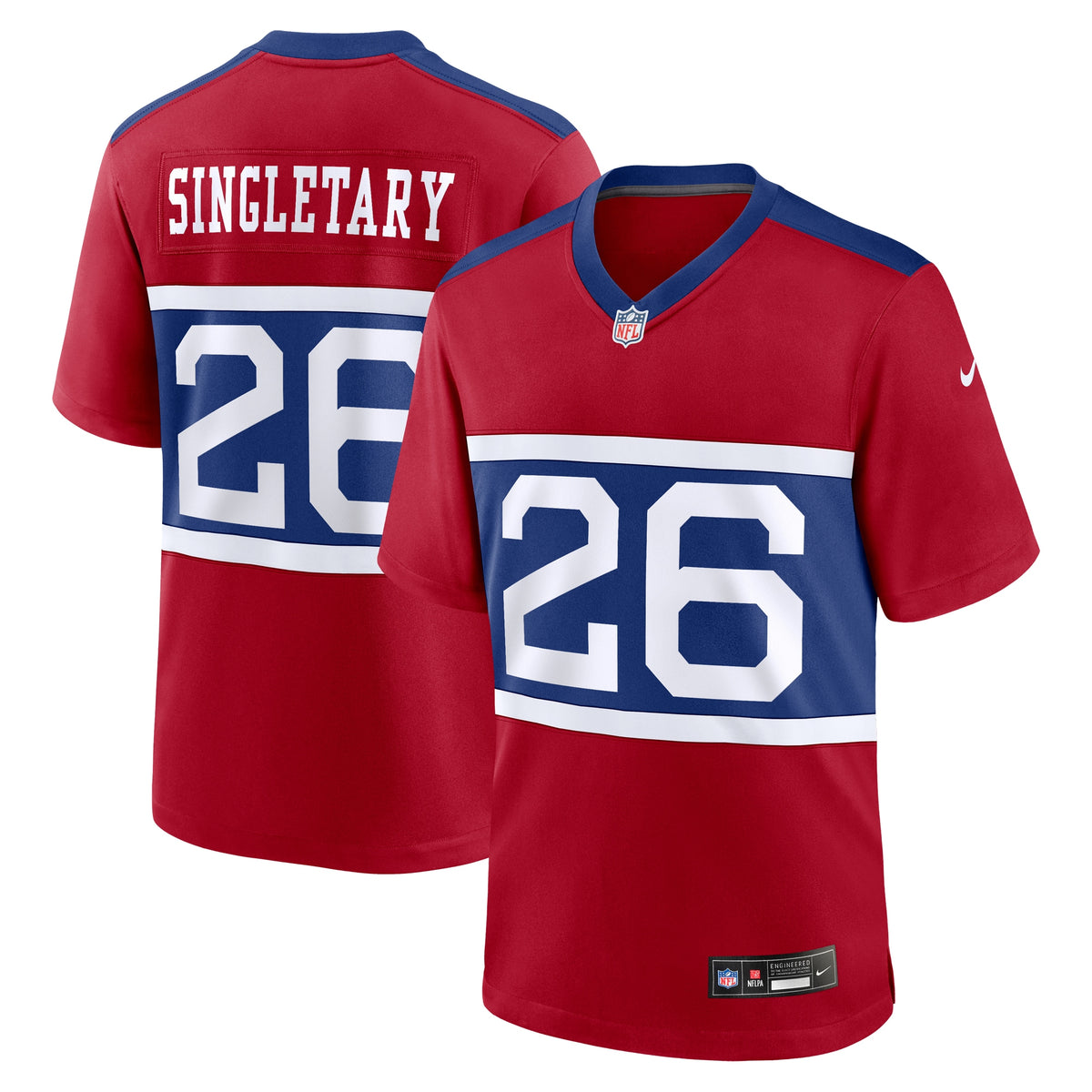 New York Giants Devin Singletary Century Red Alternate Player Game Jersey