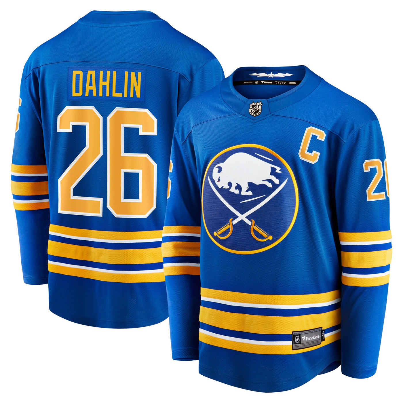 Buffalo Sabres Rasmus Dahlin Fanatics Royal Home Captain Patch Breakaway Jersey