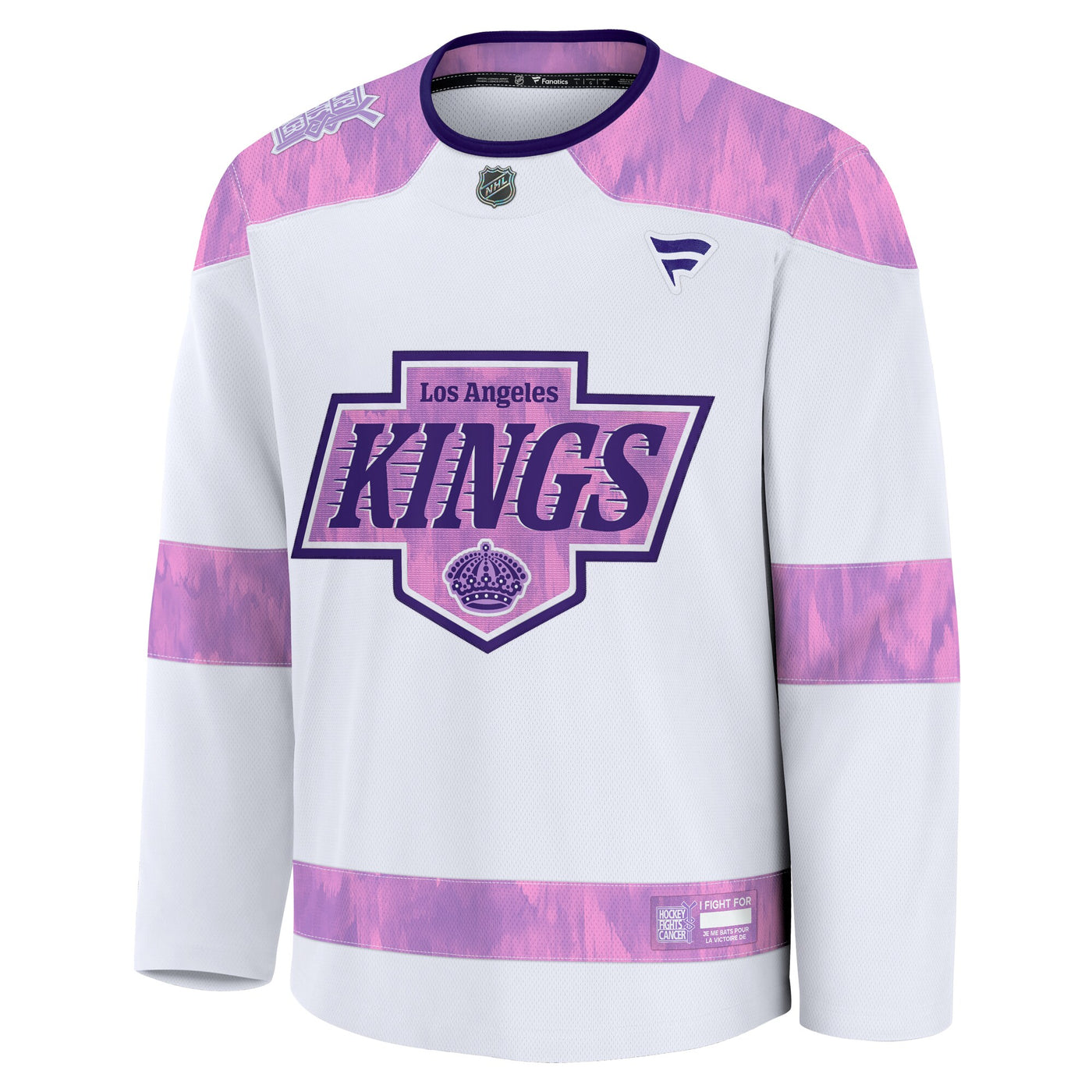 Los Angeles Kings Fanatics White 2024 Hockey Fights Cancer Practice Jersey