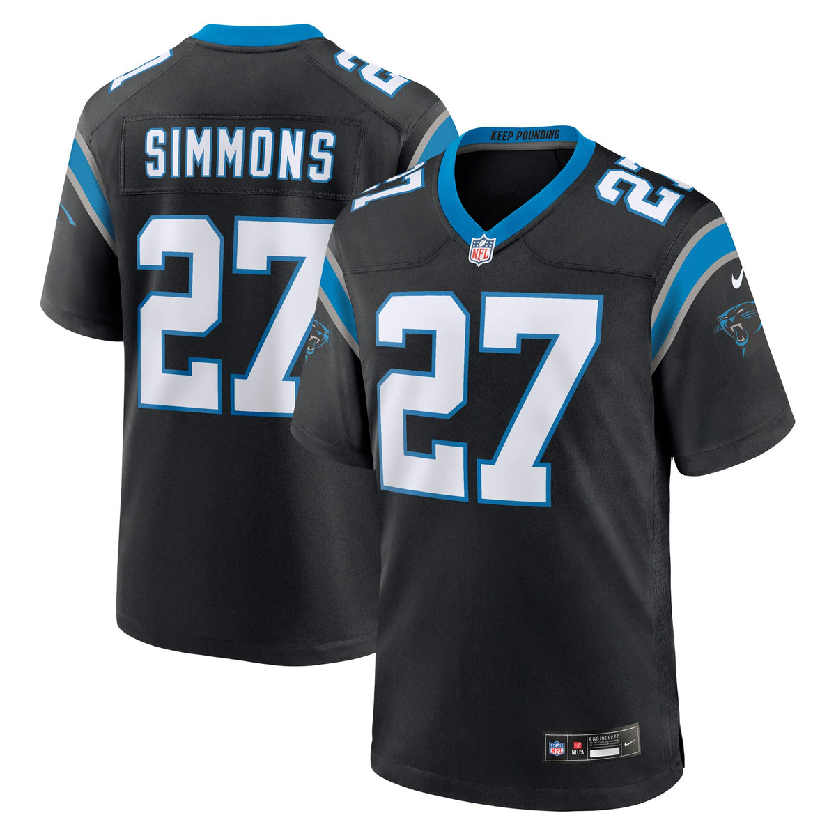 Carolina Panthers Isaiah Simmons Black Team Game Jersey