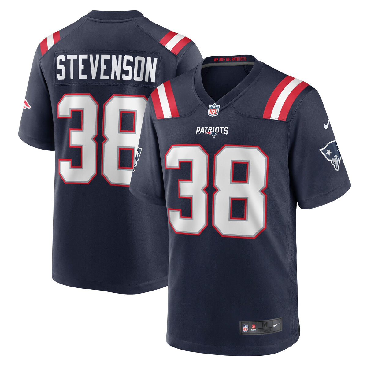 New England Patriots Rhamondre Stevenson Navy Game Jersey