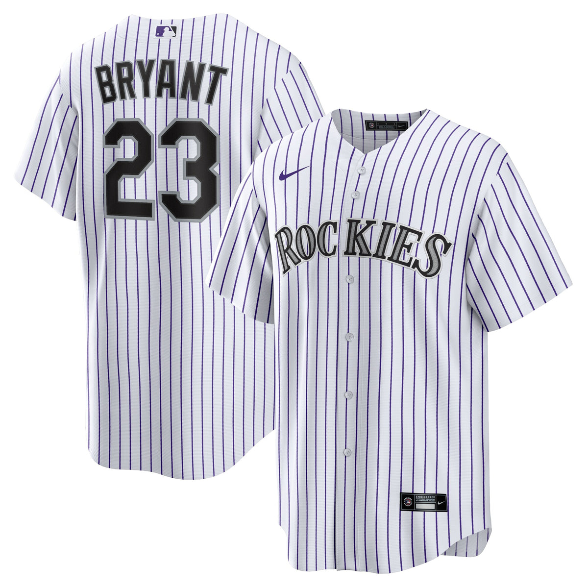 Colorado Rockies Kris Bryant White/Purple Replica Player Jersey