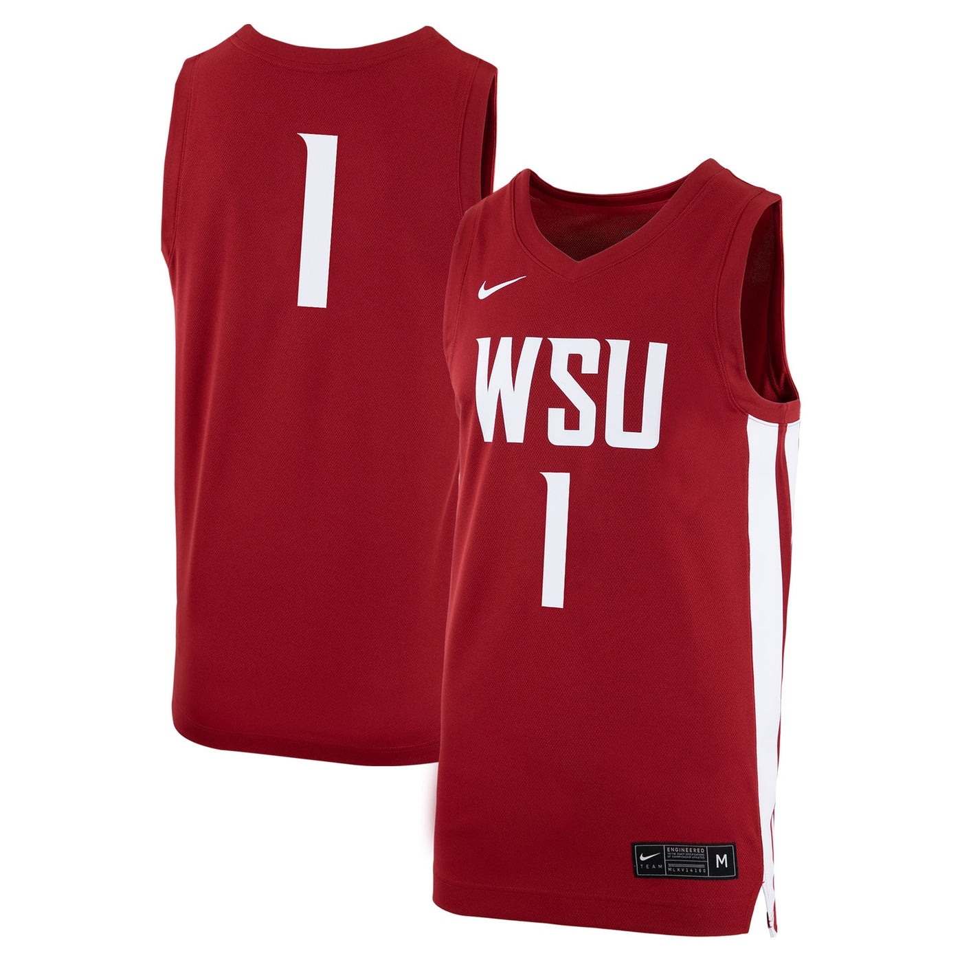 Nike #1 Crimson Washington State Cougars Logo Replica Basketball Jersey