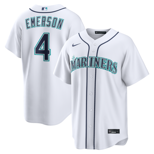 Seattle Mariners Colt Emerson Nike White Home Replica Jersey