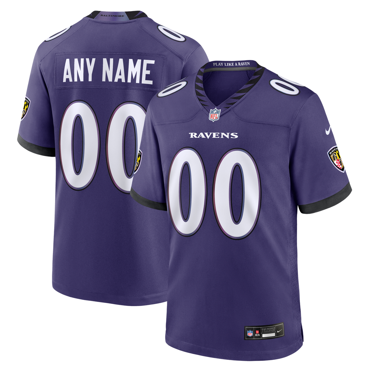 Baltimore Ravens Purple Custom Game Jersey
