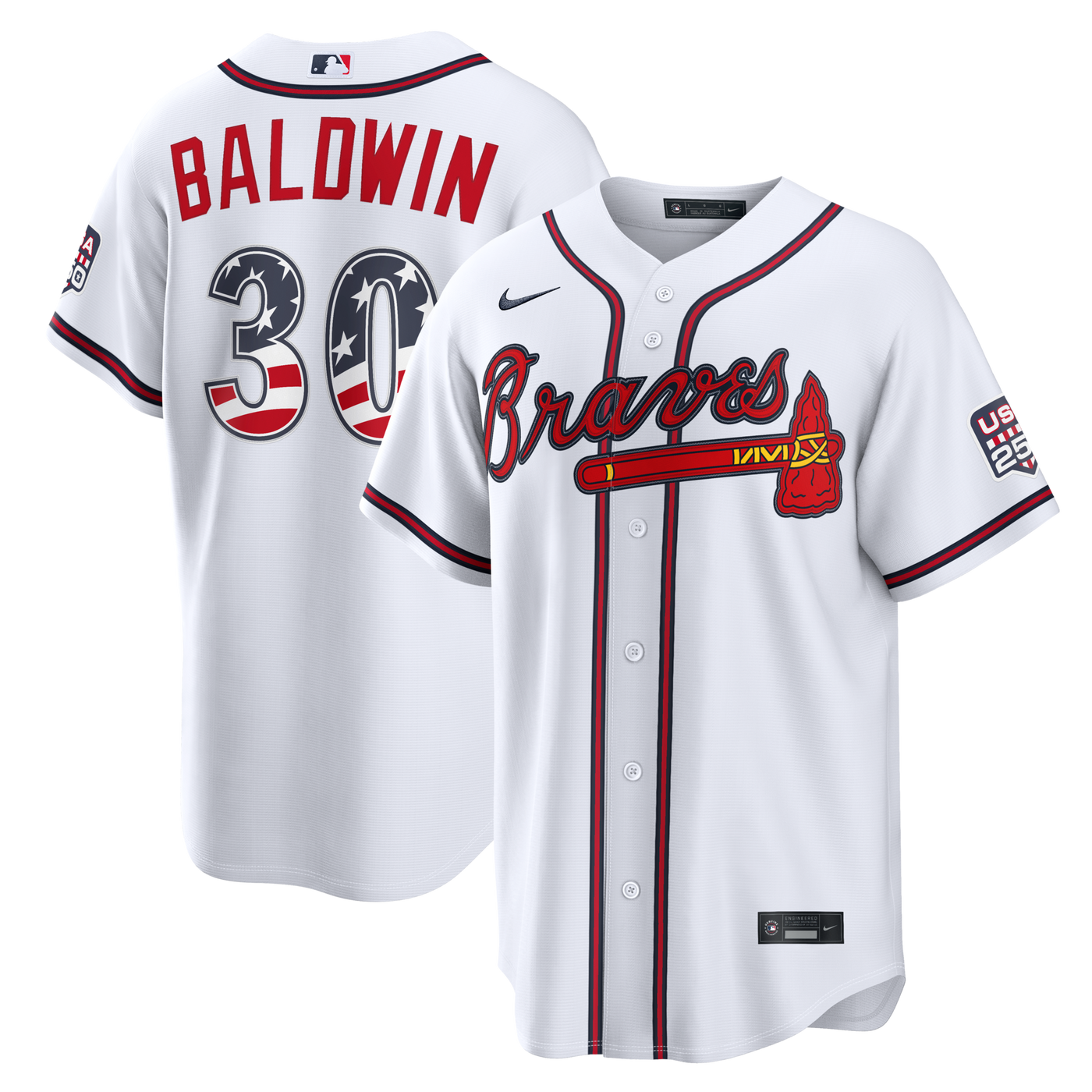 Fourth of July Atlanta Braves Drake Baldwin Nike White USA 250 Stadium Jersey