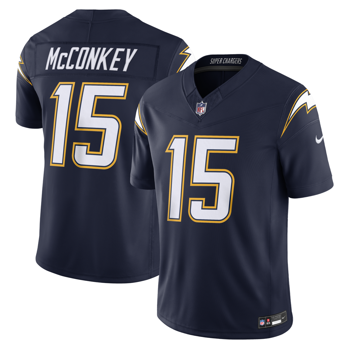 Los Angeles Chargers Ladd McConkey Navy Alternate Super Chargers Vapor F.U.S.E. Stitched Limited Jersey