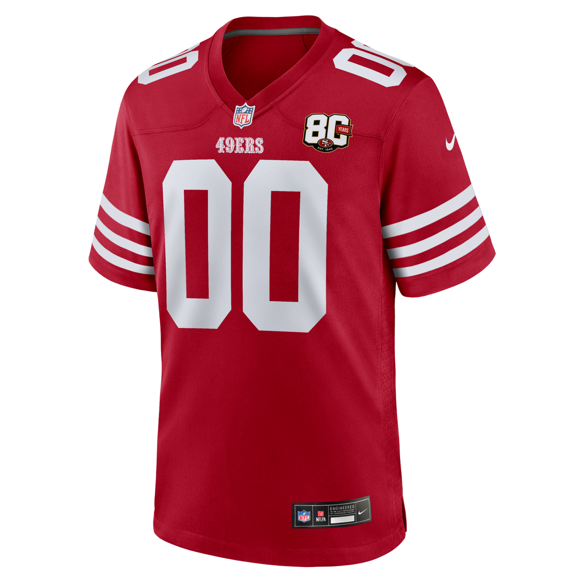 San Francisco 49ers Scarlet 80th Anniversary Custom Game Jersey