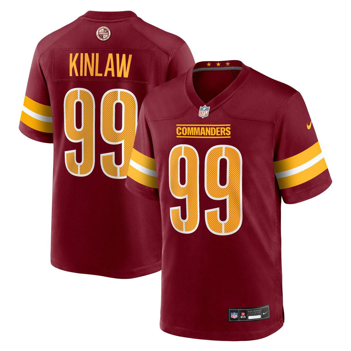 Washington Commanders Javon Kinlaw Burgundy Team Game Jersey