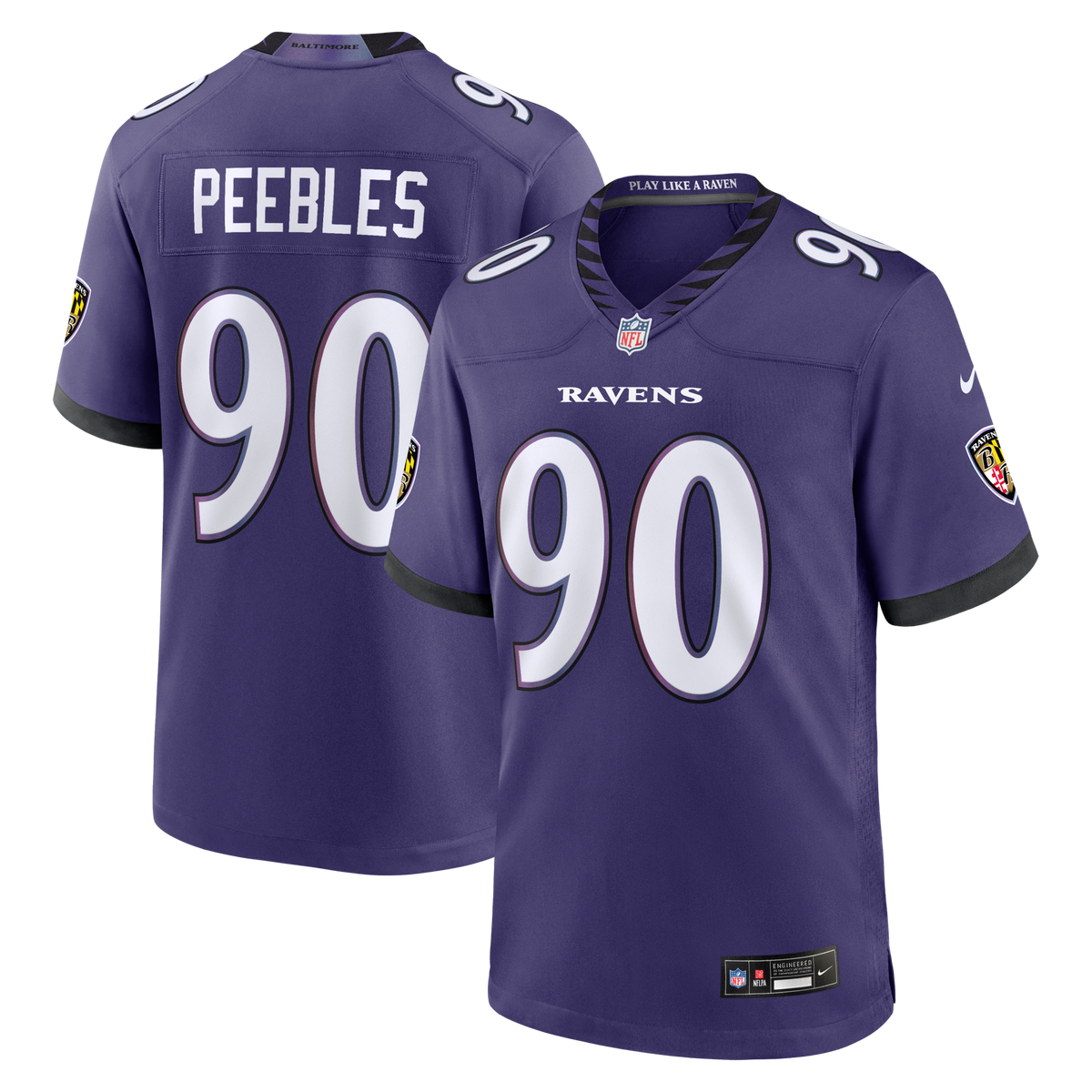 Baltimore Ravens Aeneas Peebles Purple Team Game Jersey